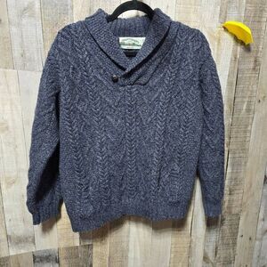 Aran Crafts Ireland Vintage Merino Wool Cable Knit Shawl Sweater